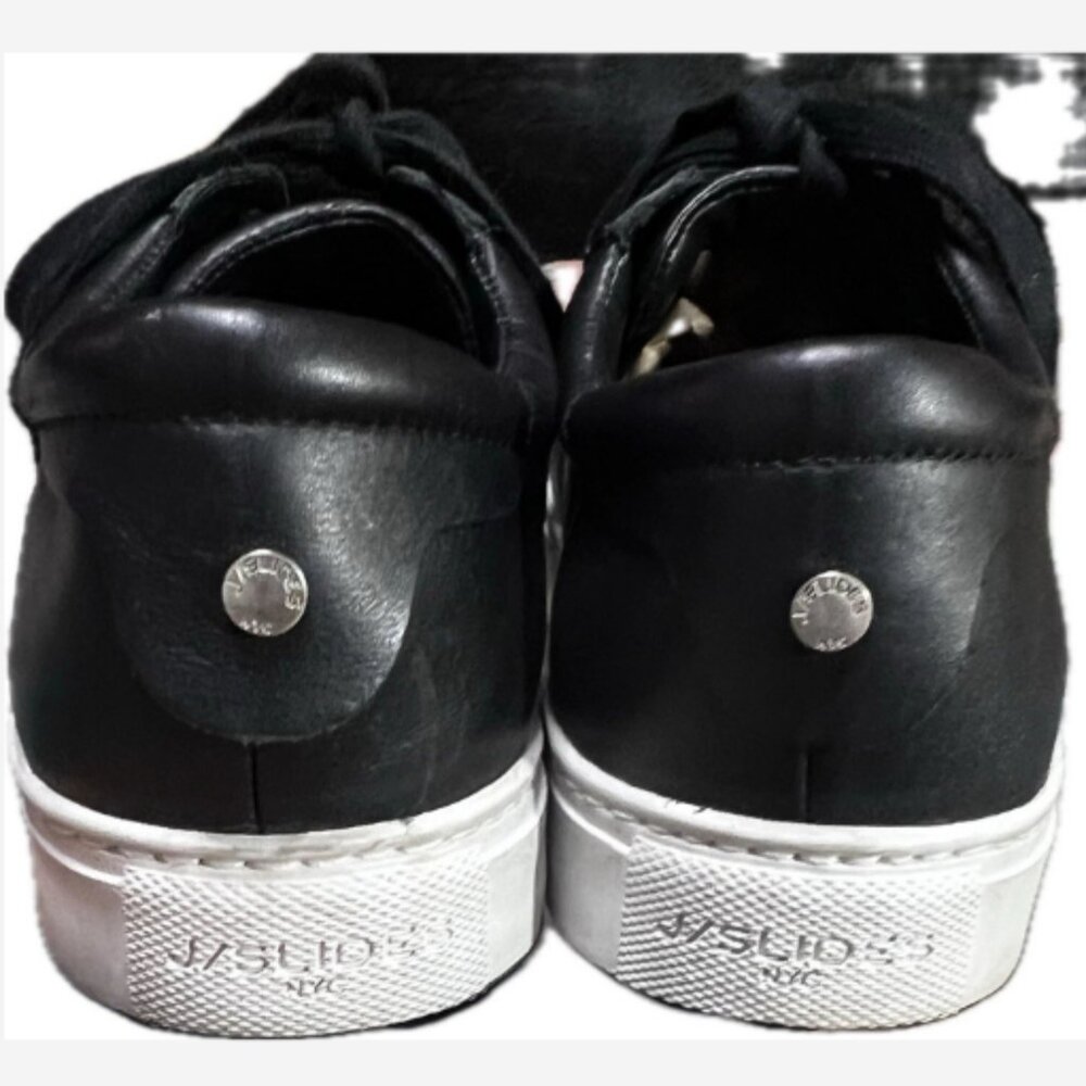 J SLIDES Sneakers Womens 8 M Black Leather Scales Lacee Cut Platform Athletic - Picture 6 of 6